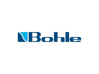KP Glazing London The image shows the Bohle logo featuring the word "Bohle" in blue text with a stylised blue square and white curved line to the left of the text. The background is light grey.